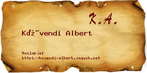 Kövendi Albert névjegykártya
