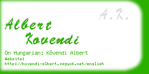 albert kovendi business card